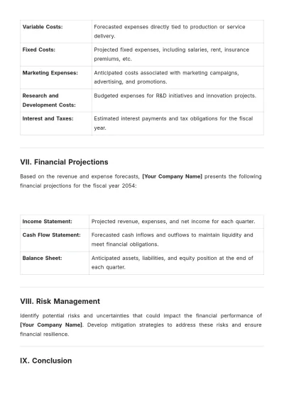 Free Annual Financial Plan Template to Edit Online