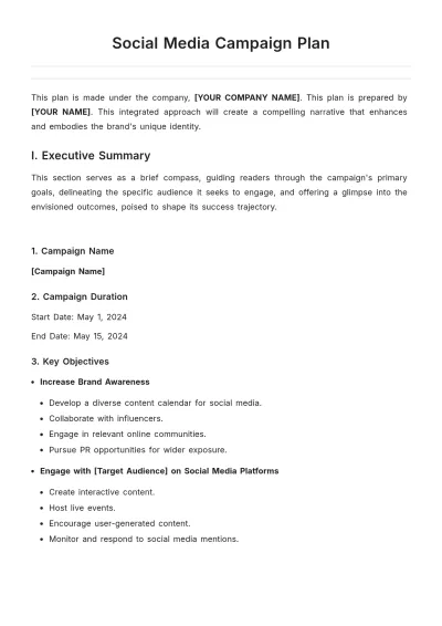 Free Social Media Campaign Plan Template to Edit Online
