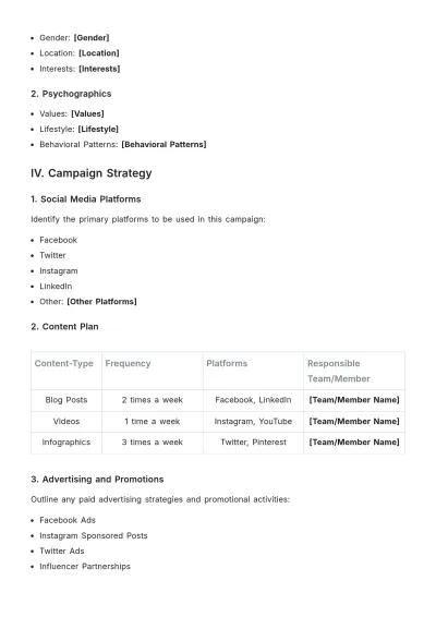 Free Social Media Campaign Plan Template to Edit Online