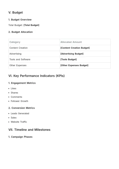 Free Social Media Campaign Plan Template to Edit Online