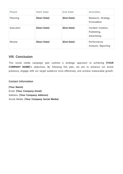 Free Social Media Campaign Plan Template to Edit Online