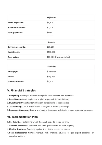 Free Family Financial Plan Template to Edit Online