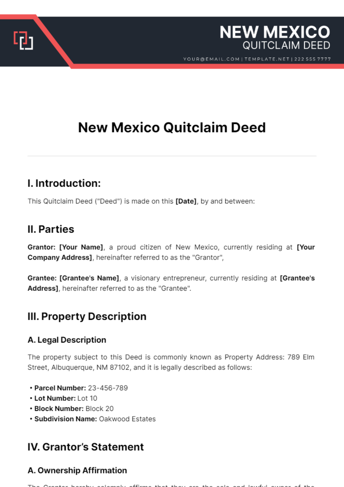 New Mexico Quitclaim Deed Template - Edit Online & Download