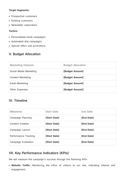 Free Marketing Campaign Plan Template to Edit Online