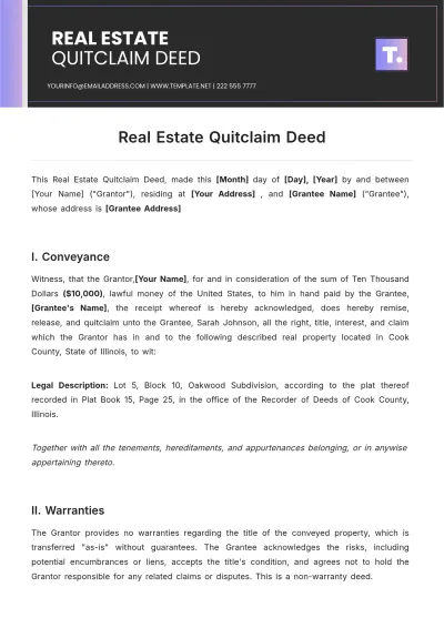Free Real Estate Quitclaim Deed Template to Edit Online