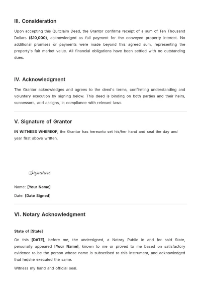 Free Real Estate Quitclaim Deed Template to Edit Online