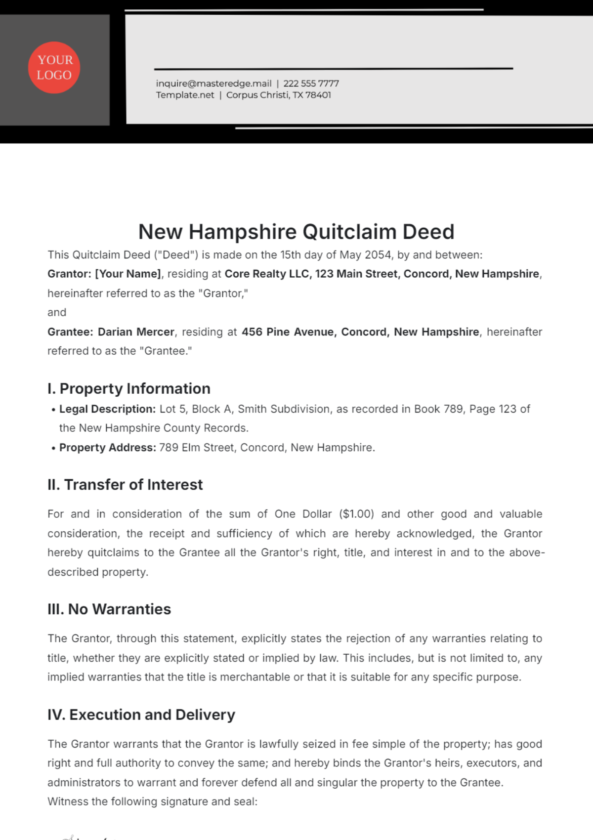 New Hampshire Quitclaim Deed Template - Edit Online & Download