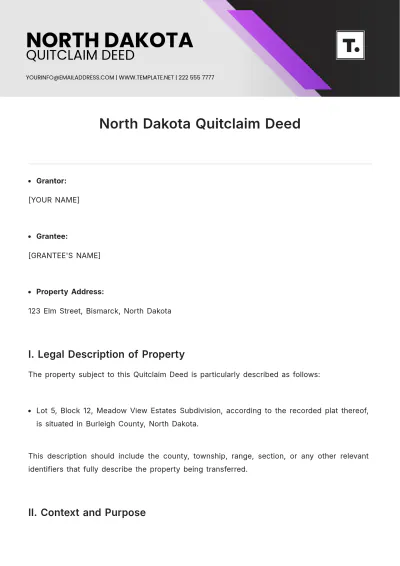 Free North Dakota Quitclaim Deed Template to Edit Online