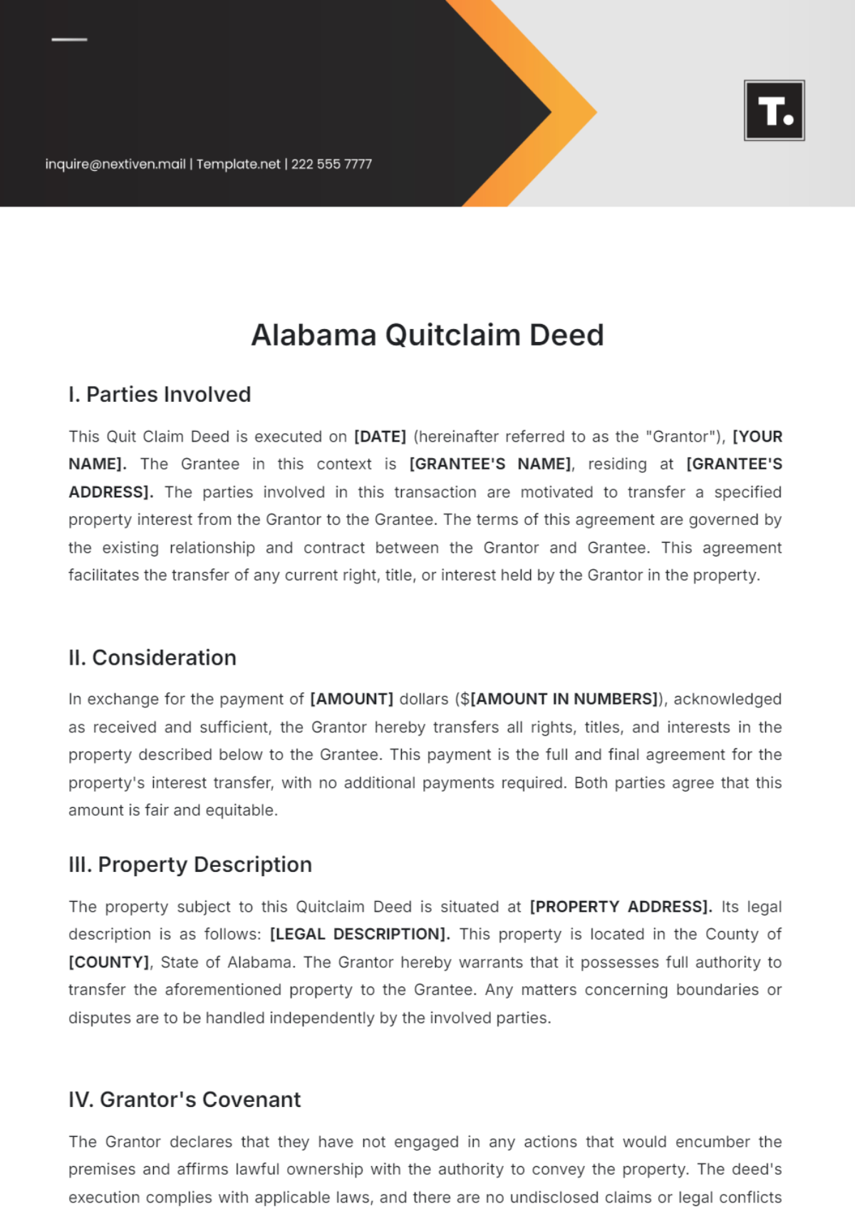 Alabama Quit Claim Deed Template - Edit Online & Download