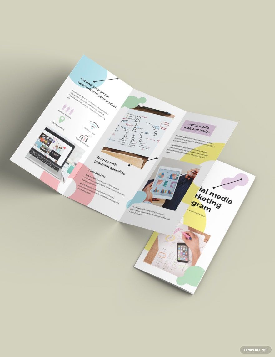 Social Media Marketing Tri-Fold Brochure Template