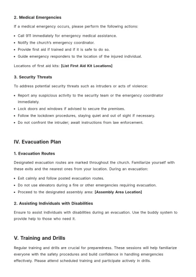 Free Church Safety And Security Plan Template to Edit Online