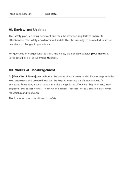 Free Church Safety And Security Plan Template to Edit Online