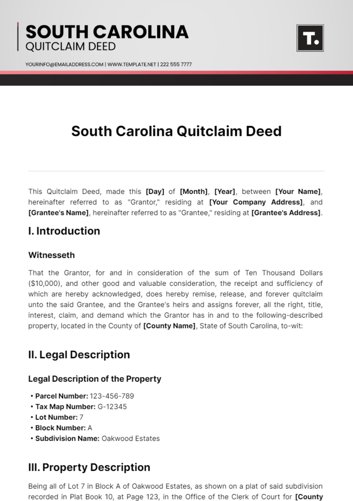 South Carolina Quitclaim Deed Template - Edit Online & Download