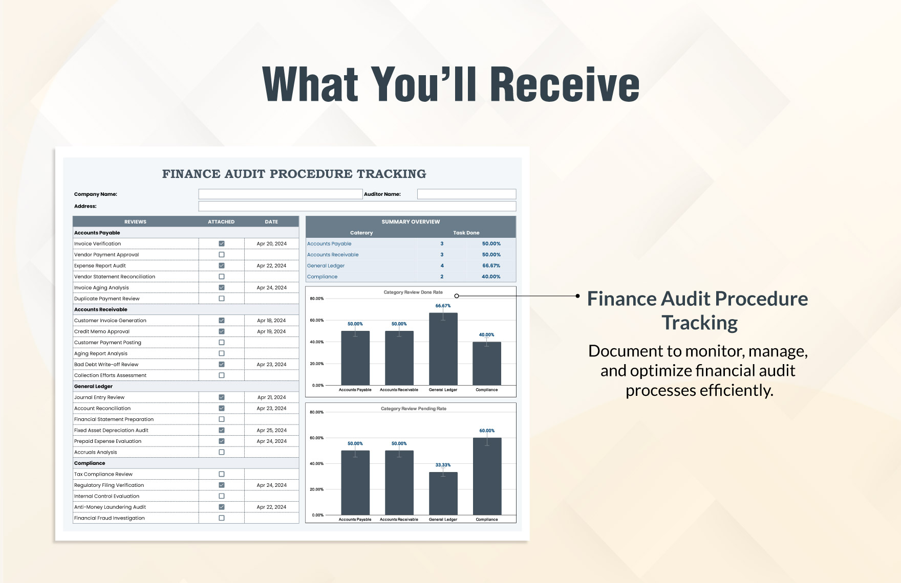 Finance Audit Procedure Tracking Template