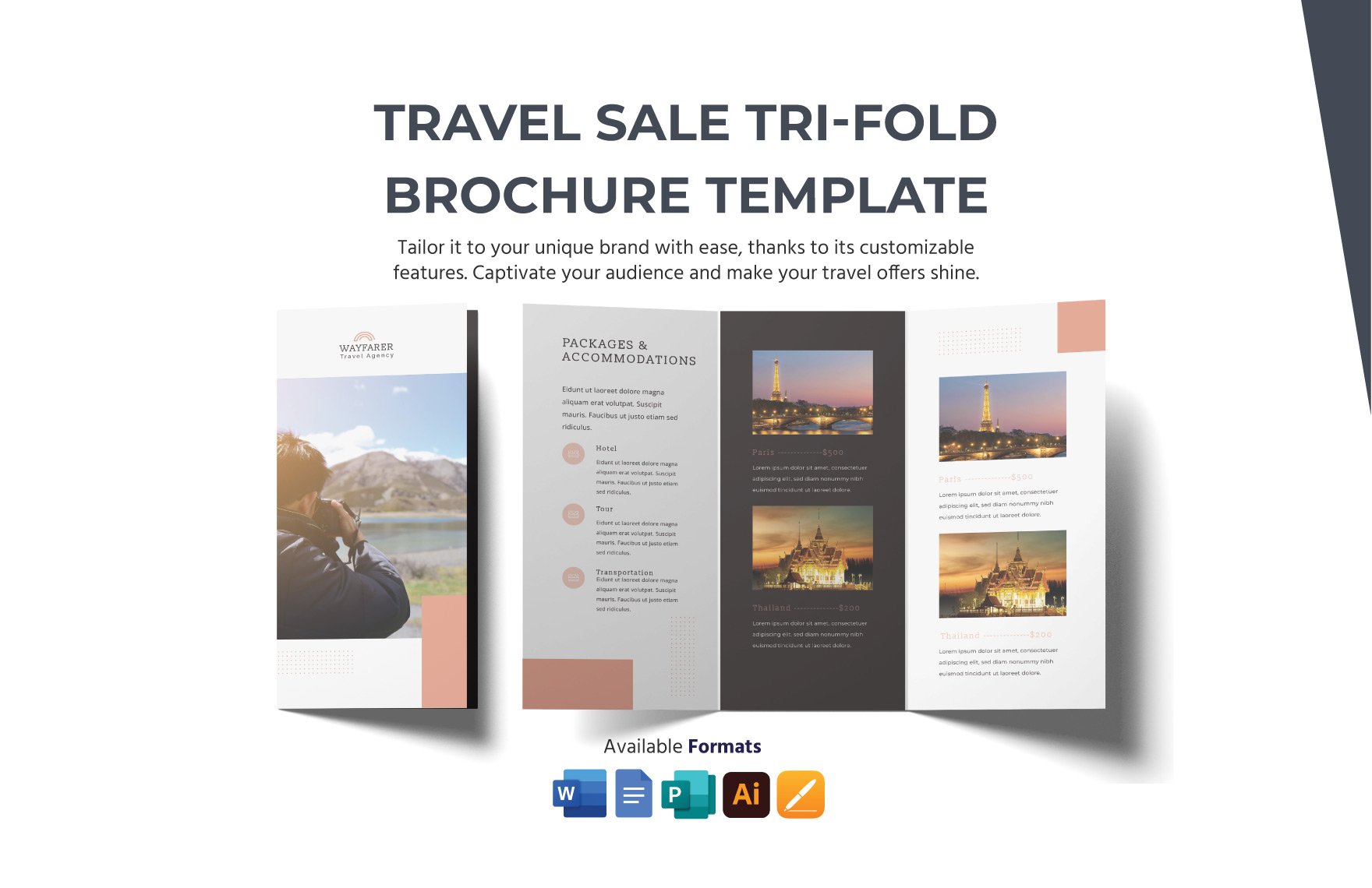 Travel Sale Tri-Fold Brochure Template