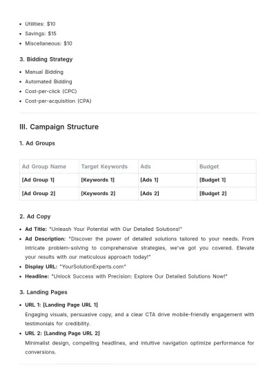 Free PPC Campaign Plan Template to Edit Online