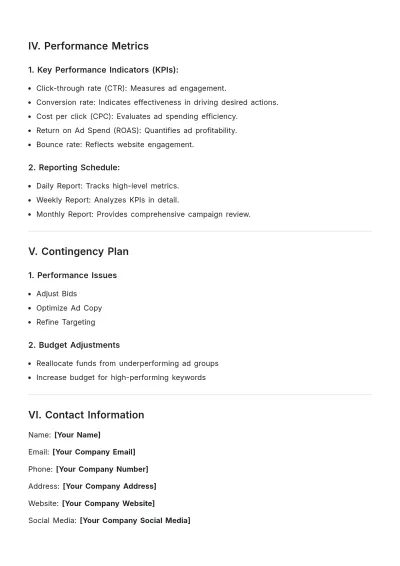 Free PPC Campaign Plan Template to Edit Online