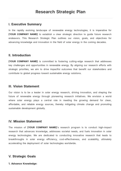 Free Research Strategic Plan Template to Edit Online