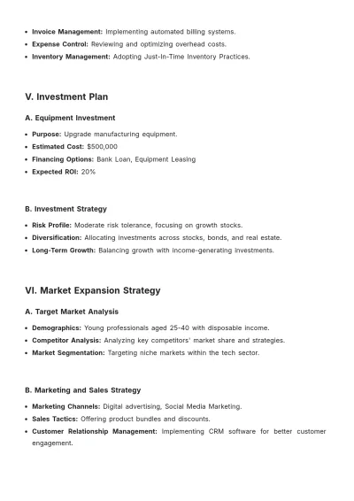 Free Financial Management Plan Template to Edit Online
