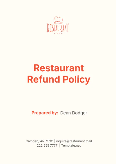 Free Restaurant Refund Policy Template to Edit Online