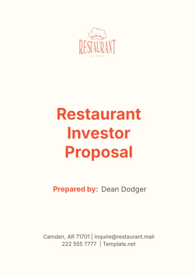 Free Restaurant Investor Proposal Template to Edit Online