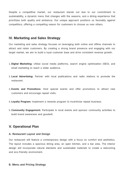 Free Restaurant Investor Proposal Template to Edit Online