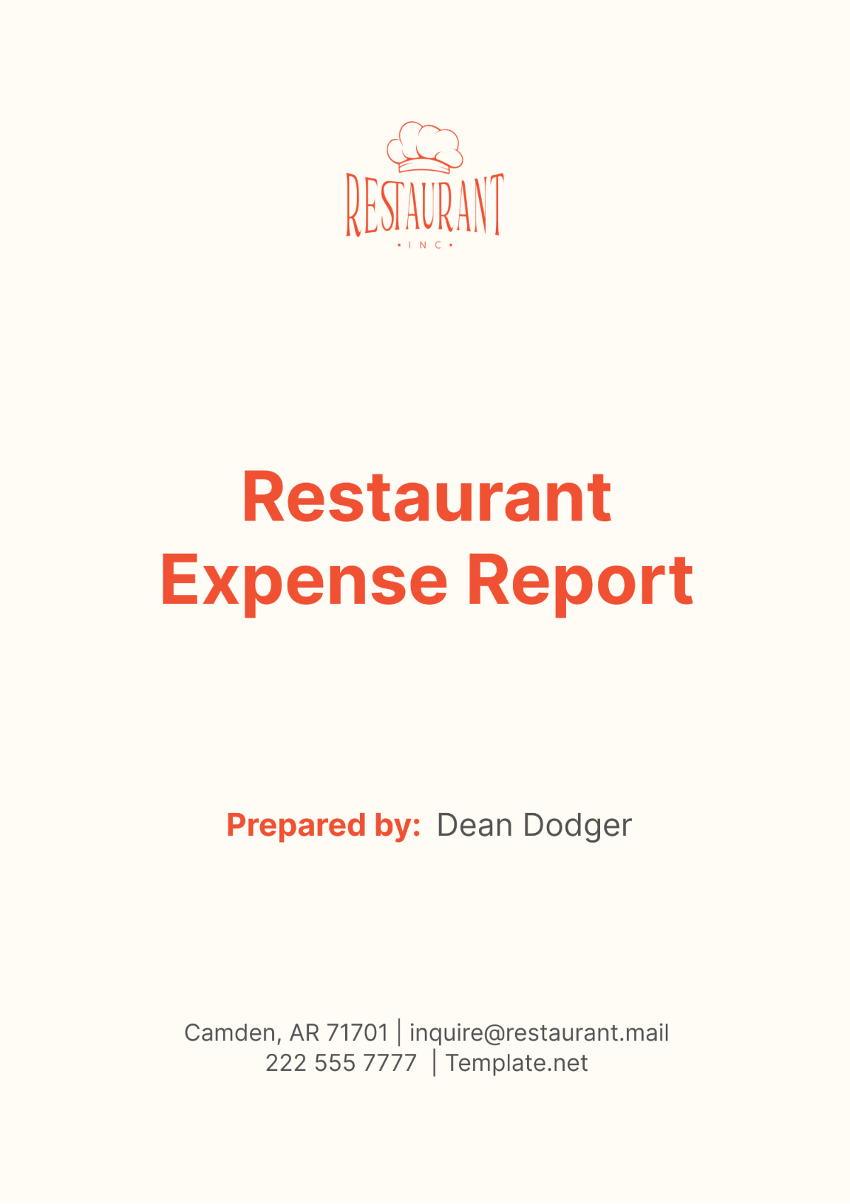 Restaurant Expense Report Template