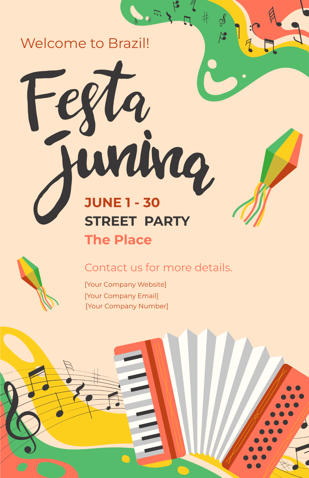 Free Festa Junina Party Poster Template