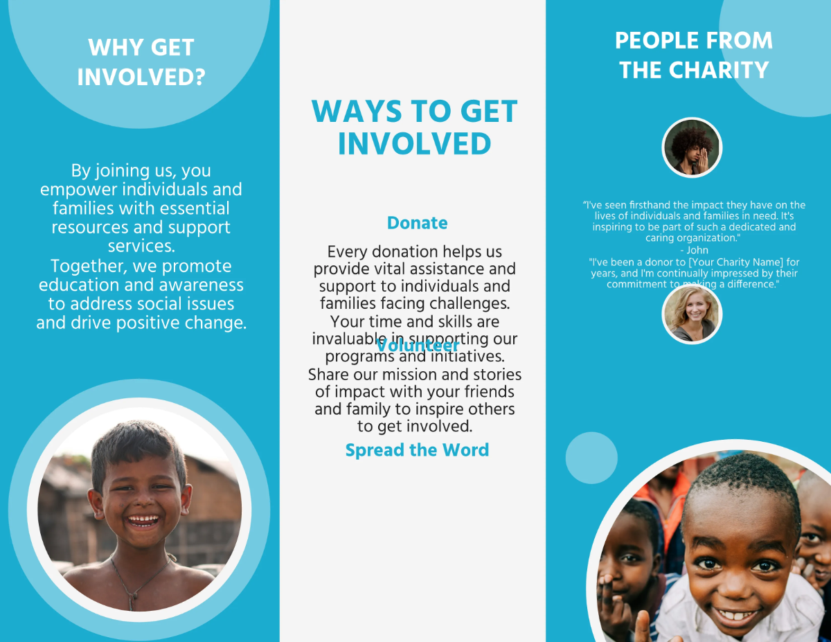 Free Charity Brochure Template to Edit Online