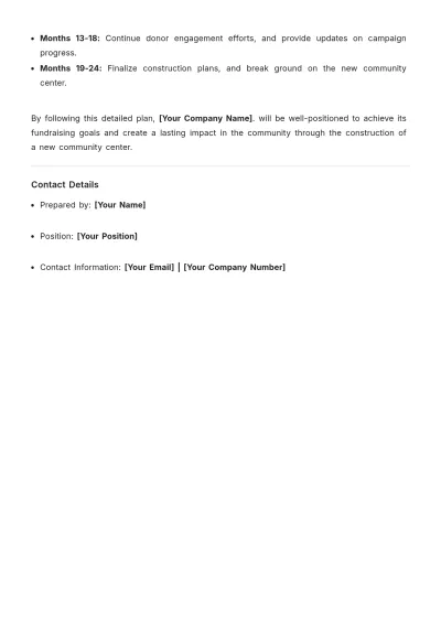Free Capital Campaign Plan Template to Edit Online