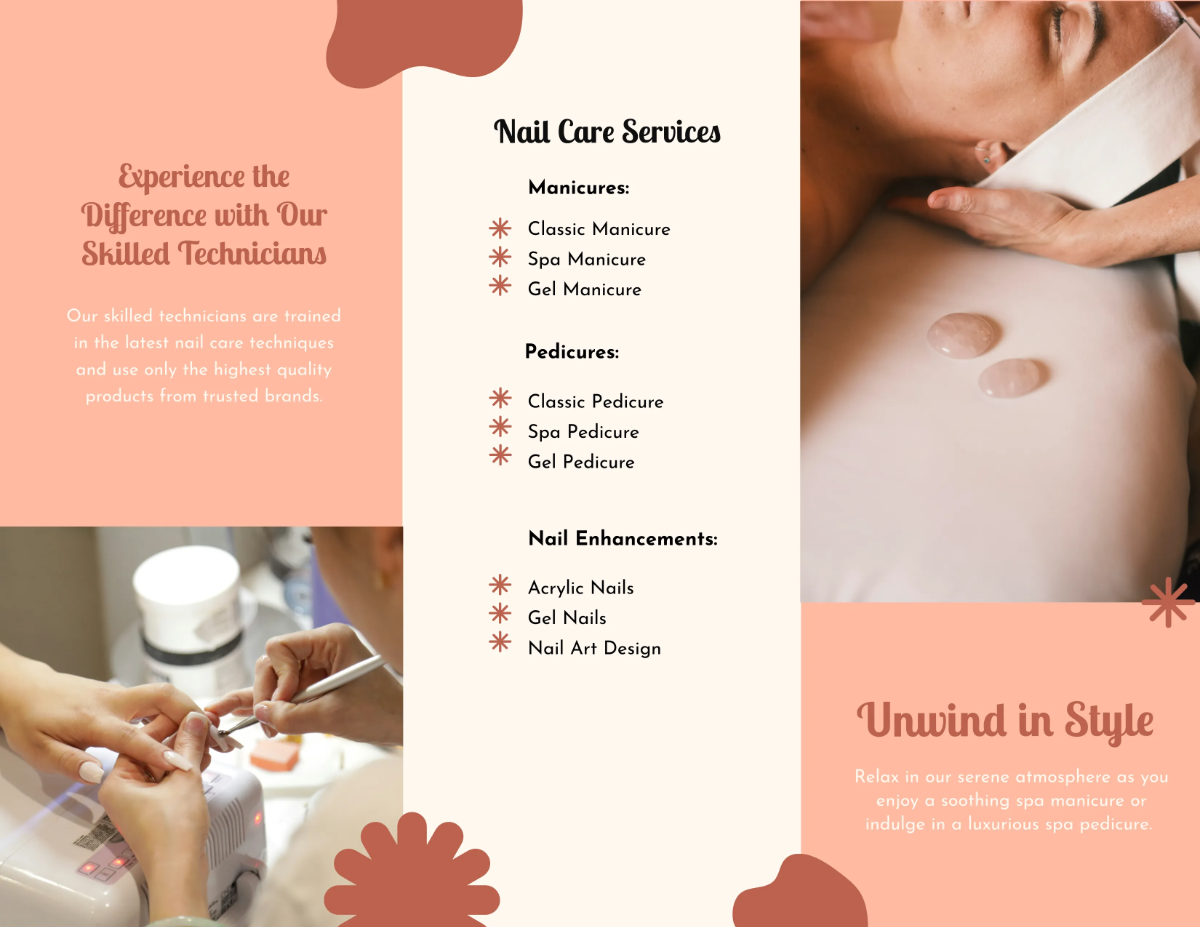 Free Nail Salon Brochure Template to Edit Online
