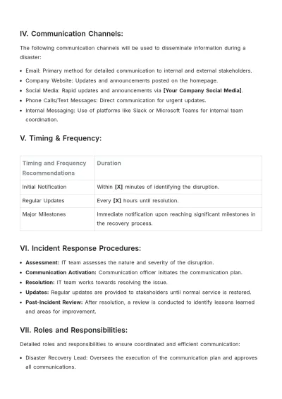 Free Disaster Recovery Communication Plan Template to Edit Online