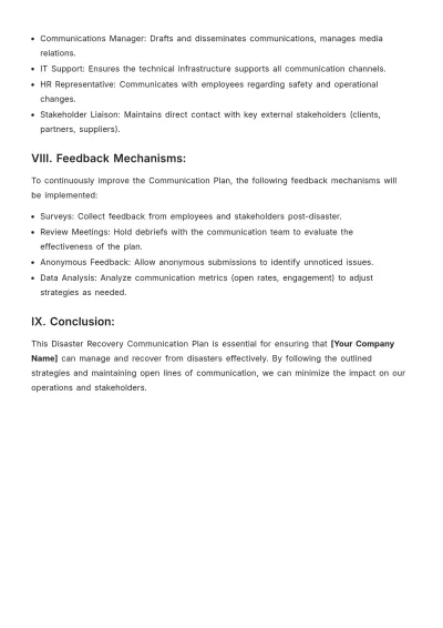 Free Disaster Recovery Communication Plan Template to Edit Online