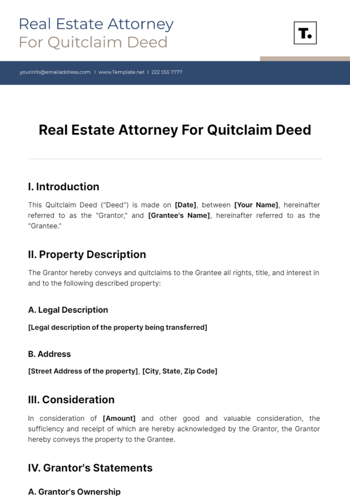 Real Estate Attorney For Quitclaim Deed Template - Edit Online & Download