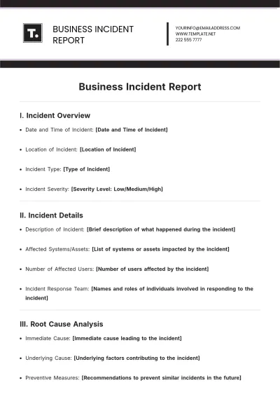 Free Business Incident Report Template to Edit Online