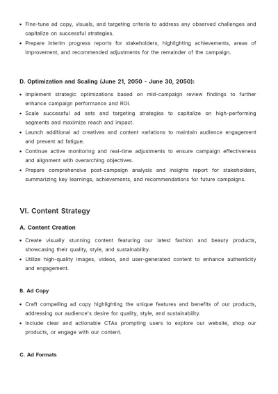 Free Social Media Paid Campaign Plan Template to Edit Online