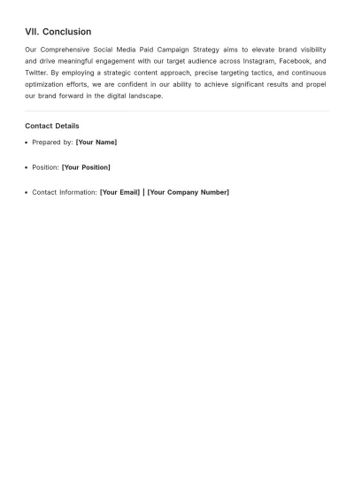 Free Social Media Paid Campaign Plan Template to Edit Online