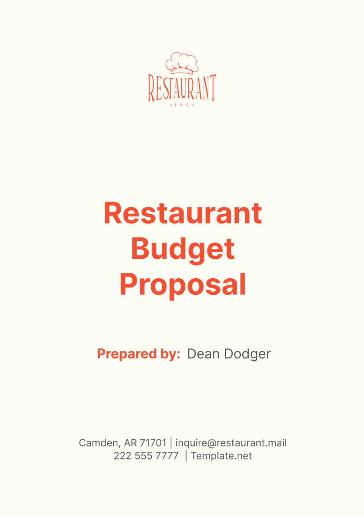 Restaurant Budget Proposal Template - Edit Online & Download