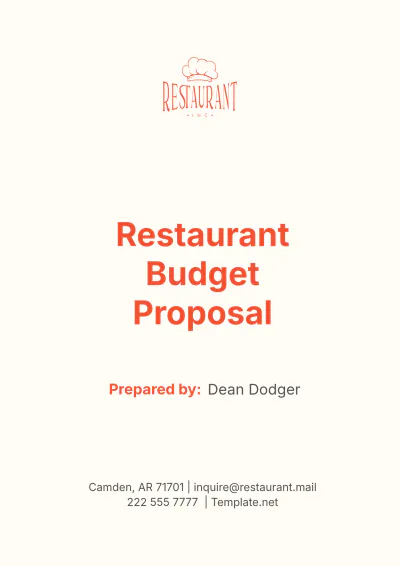 Free Restaurant Budget Proposal Template to Edit Online