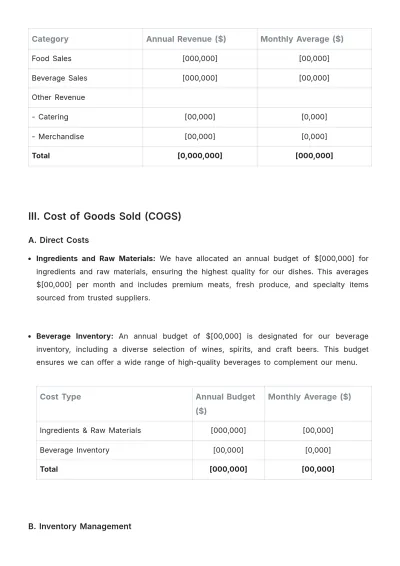 Free Restaurant Budget Proposal Template to Edit Online