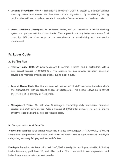 Free Restaurant Budget Proposal Template to Edit Online