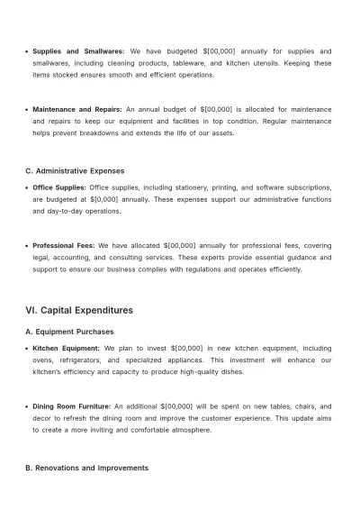 Free Restaurant Budget Proposal Template to Edit Online