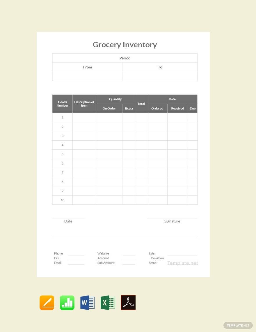 Grocery Inventory Template