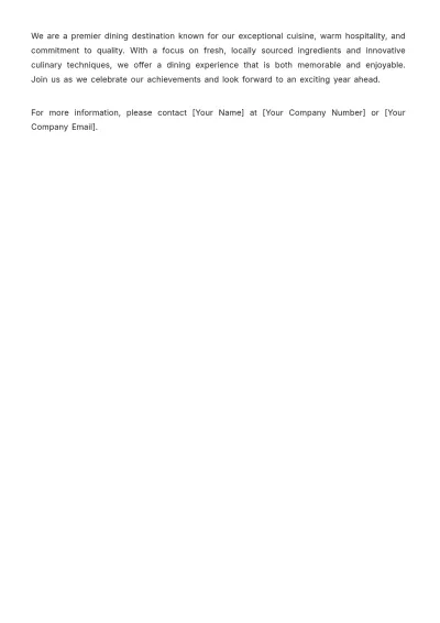 Free Restaurant Annual Press Release Template to Edit Online