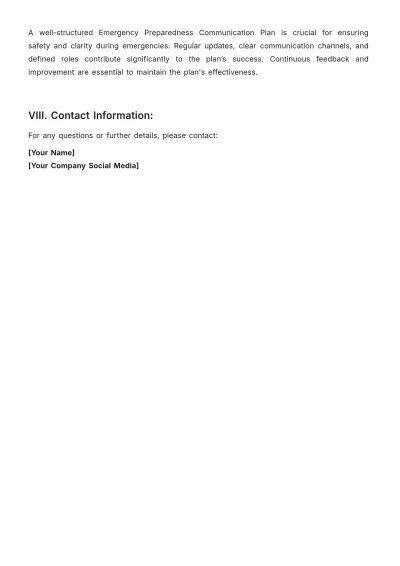 Free Emergency Preparedness Communication Plan Template to Edit Online
