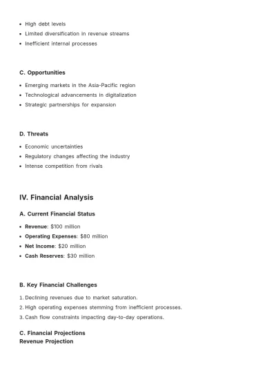 Free Financial Recovery Plan Template to Edit Online
