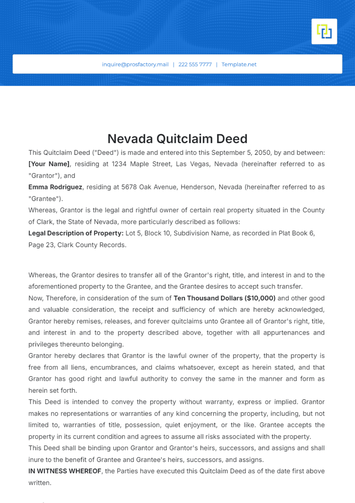 Nevada Quitclaim Deed Template - Edit Online & Download