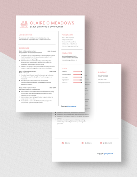 Early Childhood Consultant Resume Download
