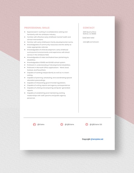 Early Childhood Consultant Resume Template
