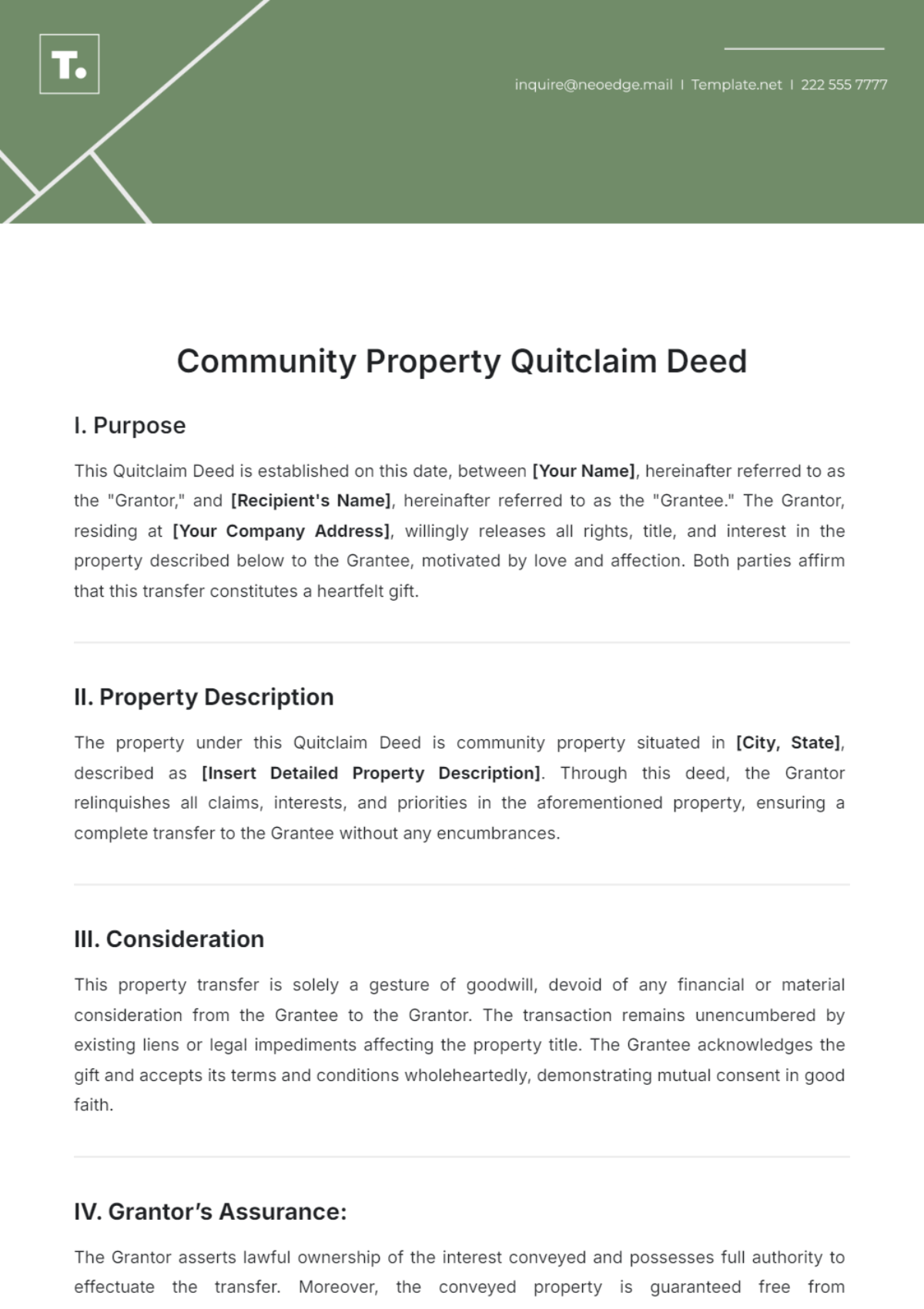 Community Property Quitclaim Deed Template - Edit Online & Download